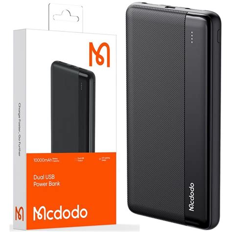 Mcdodo Power Bank 10000mAh 10W με 2 Θύρες USB A και Θύρα USB C Μαύρο