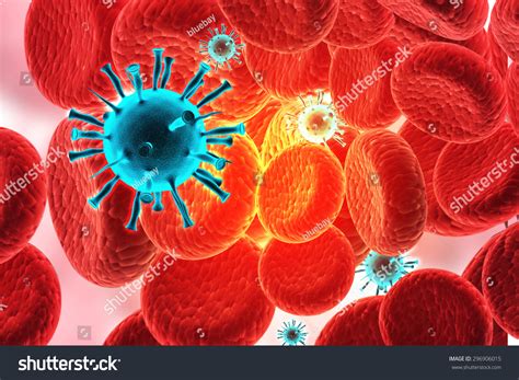 3d Render Virus Infecting Blood Cells Stock Illustration 296906015