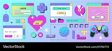 Retro Computer Screen Interface With Windows Vector Image