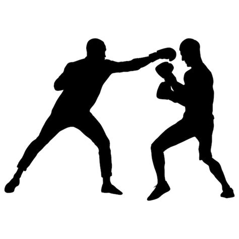 Premium Vector Black Silhouette Of An Athlete Boxer On A White Background