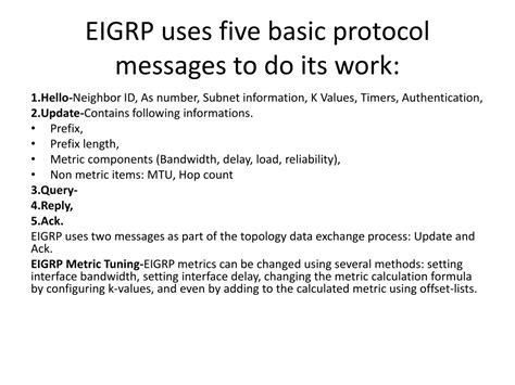 Ppt Eigrp Protocol Overview Features And Metrics Powerpoint