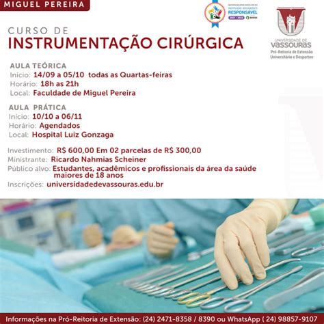 Curso de Instrumentação Cirúrgica Miguel Pereira Universidade de