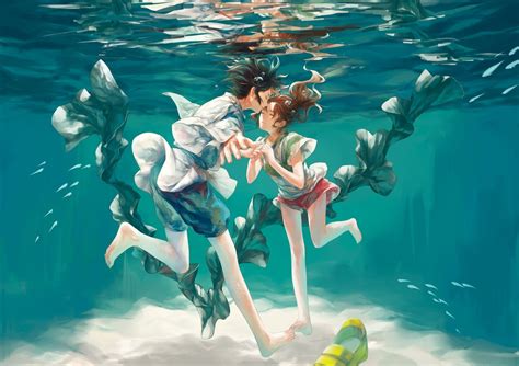 Hd Wallpaper Anime Couple Underwater Inspired By Spirited Away By Zeroalice