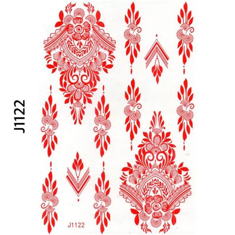 Malaysia Stock Henna Instant Red Lace Tattoo Stickers Waterproof