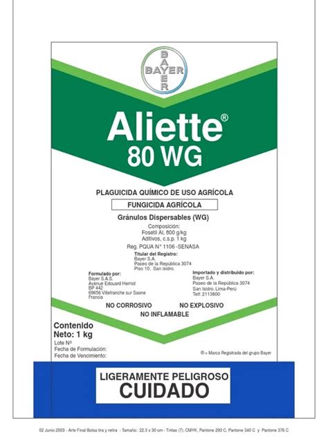 Fungicida Aliette 80wg 500gr Agropecuaria El Rejo