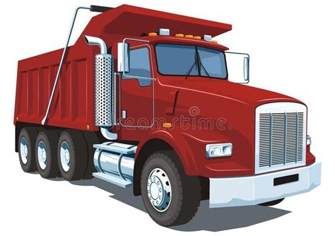 Dump truck. Vector red dump truck on white background without gradients ...