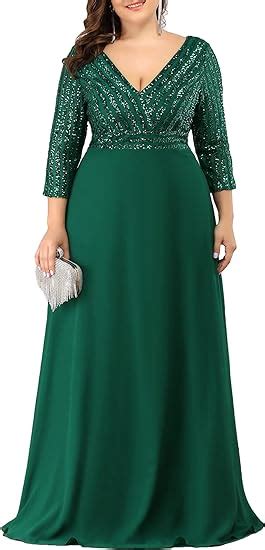 Amazon Ever Pretty Women S Plus Size V Neck Sparkle Evening