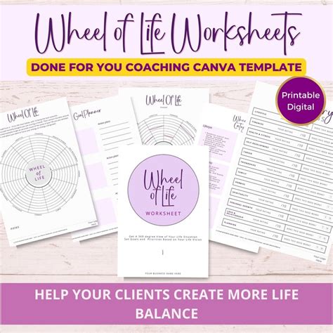 Wheel of Life Coaching Worksheet Template Life Coach Toolkit Life Balance Wheel Canva Template ...