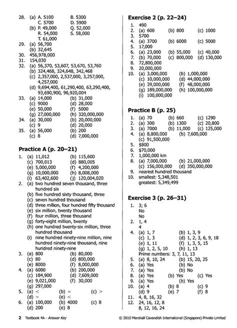 Primary Mathematics Answer Key Booklet 4a 6b Standards Edition