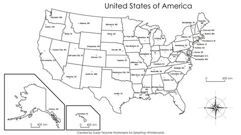 Blank 50 State Map States And Capitals List Volgogradnews In With Usa ...