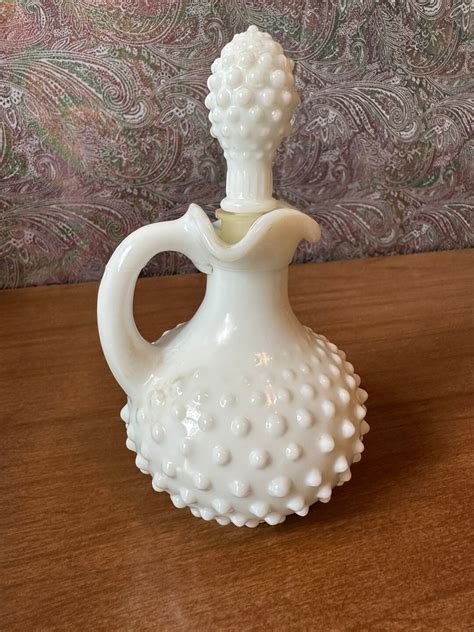 Vintage Avon Hobnail Milk Glass Perfumeoil Bottle With Etsy