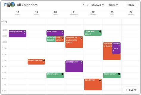 Church Calendar - Shared and published using GroupCal