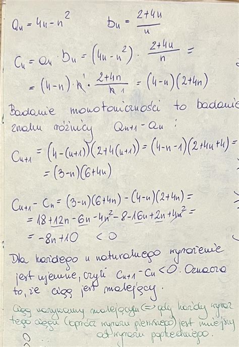 Zbadaj Monotoniczno Ci Gu Zdj Cie Ni Ej Brainly Pl