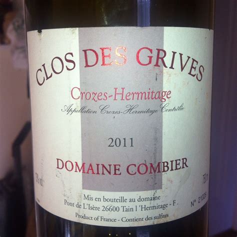 Domaine Combier Clos Des Grives Crozes Hermitage Syrah