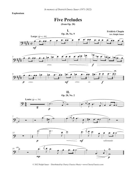 Five Preludes For Euphonium And Piano Arr Ralph Sauer By Frederick