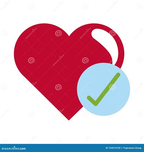 Love Heart Check Mark Like Romantic Passion Feeling Flat Style Icon