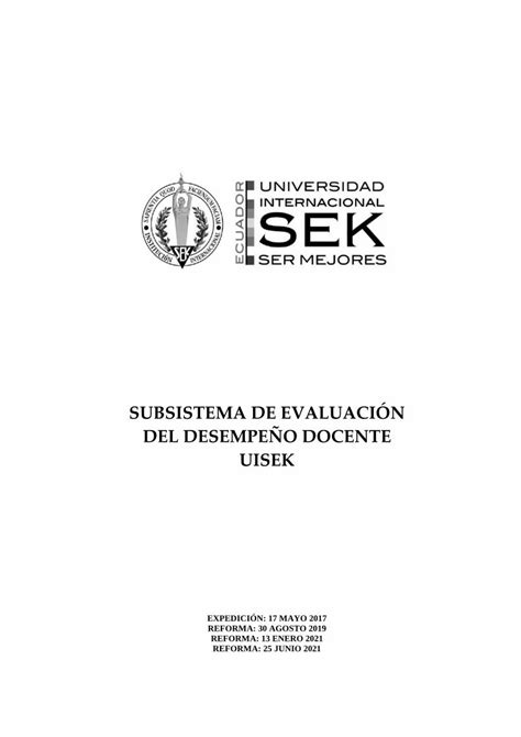 PDF SUBSISTEMA DE EVALUACIÓN DEL DESEMPEÑO DOCENTE UISEK DOKUMEN TIPS