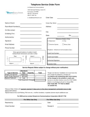 Fillable Online Daily Ctia Telephone Service Order Form 2 A CTIA