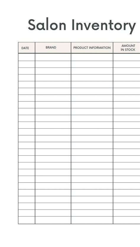 Salon Inventory List - Etsy