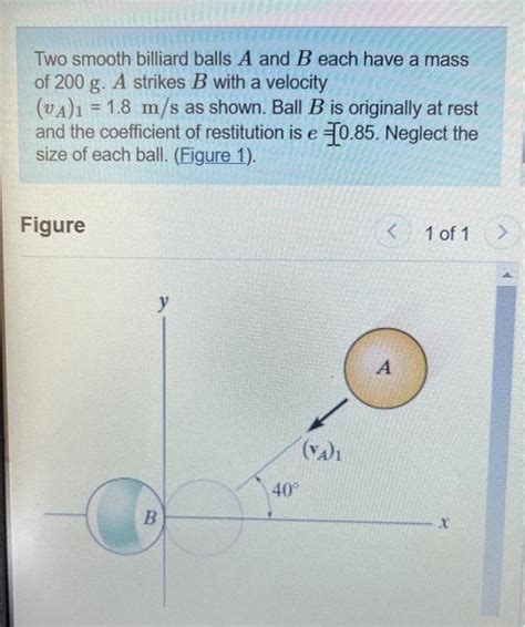 Solved Two Smooth Billiard Balls A And B Each Have A Mass Of