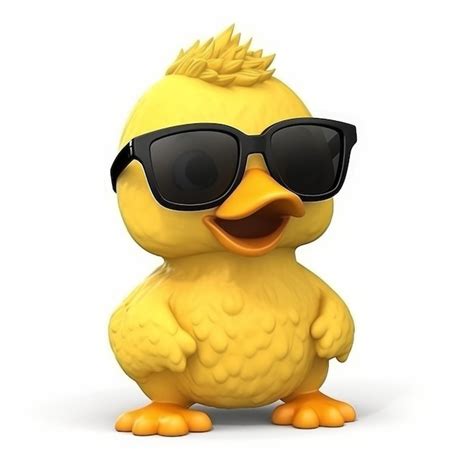 Premium Photo A Cute Little Yellow Duck Wearing Black Sunglasses Generative Ai