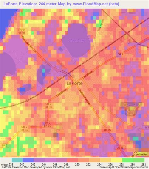 Elevation of LaPorte,US Elevation Map, Topography, Contour