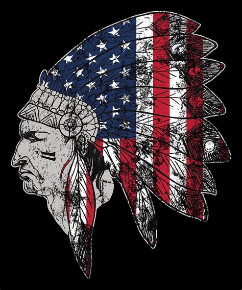 Native American Usa Flag Indian Apparel T Digital Art By Michael S