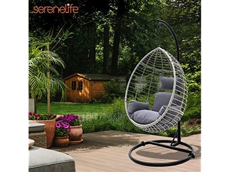 SereneLife Hanging Egg Rattan Chair