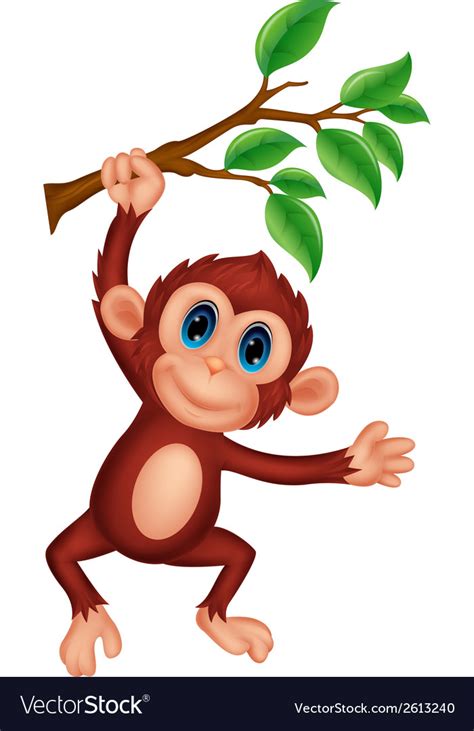 Cute monkey cartoon hanging Royalty Free Vector Image