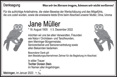 Johanna Jane Müller Trauerportal Zehner