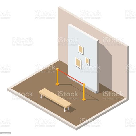 Isometric Museum Interior Vector 3d Background Stock Illustration