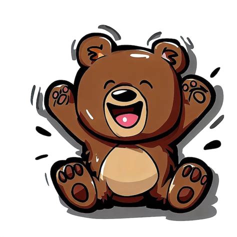 Desenho cômico hiper realista ilustração de um urso castanho rindo