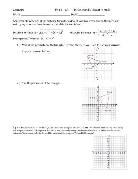 The Distance Formula Worksheet Answers Wordworksheet