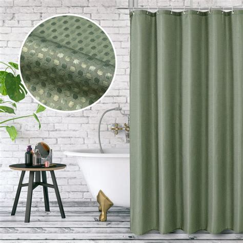 Sage Green Shower Curtain Waffle Textured Heavy Duty Thick Fabric Shower Curtains For Bathroom