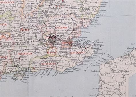 1897 Antico Vittoriano Mappa Ecclesiastical Divisioni Inghilterra