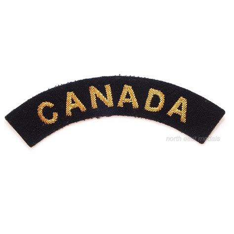 ‘canada Embroidered Cloth Bullion Wire Shoulder Title Badge British