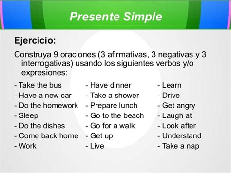 Ejemplo De Oraciones En Presente Simple En Ingles Ejemplo Sencil