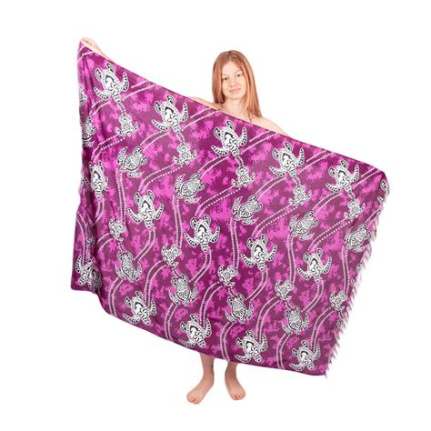 Sarong pareo plážová šatka Turtles Purple Thailand