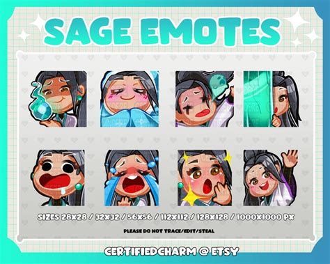 SAGE Valorant Twitch Emotes Bundle Discord Youtube Emotes Etsy