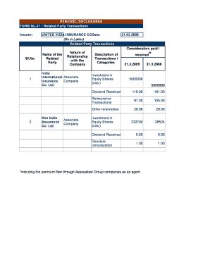 Fillable Online Uiic Co Periodic Disclosures Form Nl Related Party