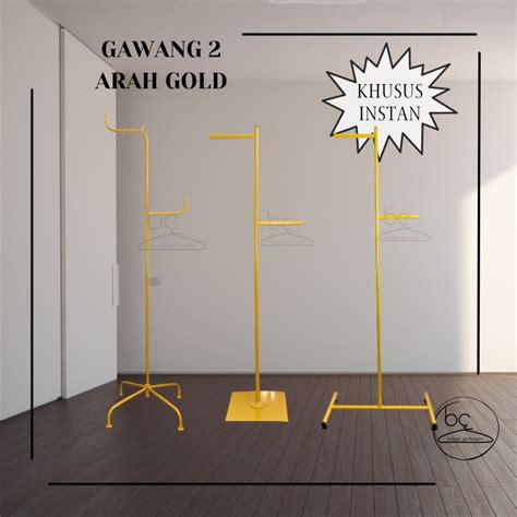 Jual Gawang Baju Kuning Gold Emas 2 Arah Gantungan Besi 2 Arah Hanger