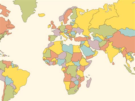 Simple Shap Flat World Map Map