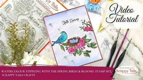 Watercolour Stippling With The Spring Birds Blooms Stamp Set