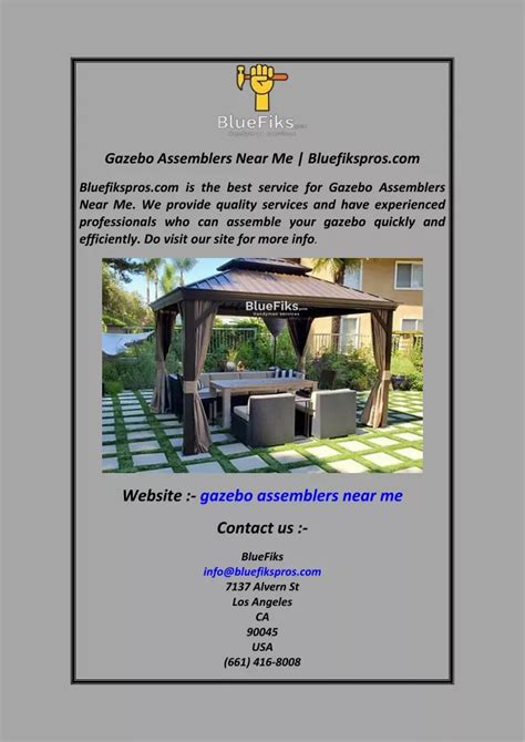 PPT - Gazebo Assemblers Near Me Bluefikspros.com PowerPoint Presentation - ID:12888501