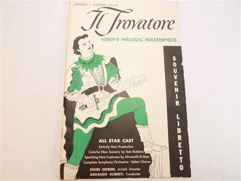 VINTAGE SONGBOOK IL TROVATORE SOUVENIR LIBRETTO VERDI THE TROUBADOUR ...