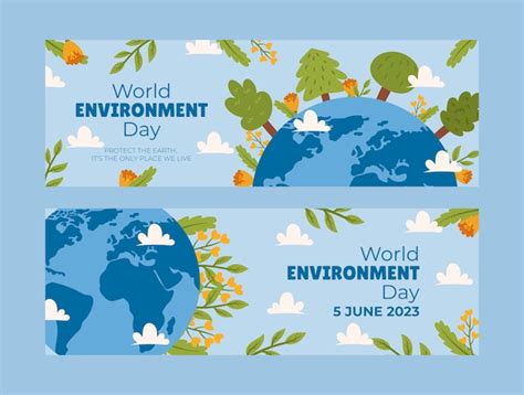 Free Vector Flat Horizontal Banner Template For World Environment Day