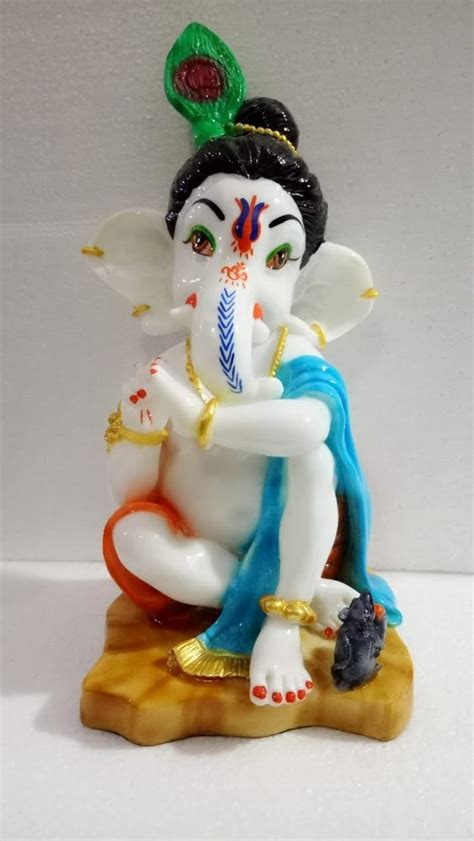 Multicolor Marble Lord Ganesha Sitting Statue 16 Inch At Rs 2800 In