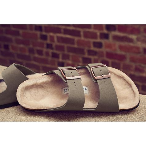 Birkenstock Women S Arizona Stone Shearling Birkibuc Sandals Academy