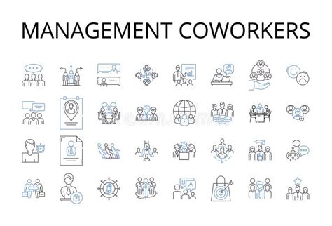 Management Coworkers Line Icons Collection Discipline Workers