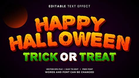 Feliz Halloween Efecto De Texto Editable Vector Premium